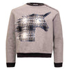 Image of Grey Fleece Sweatshirt with Unicorn Appliqué