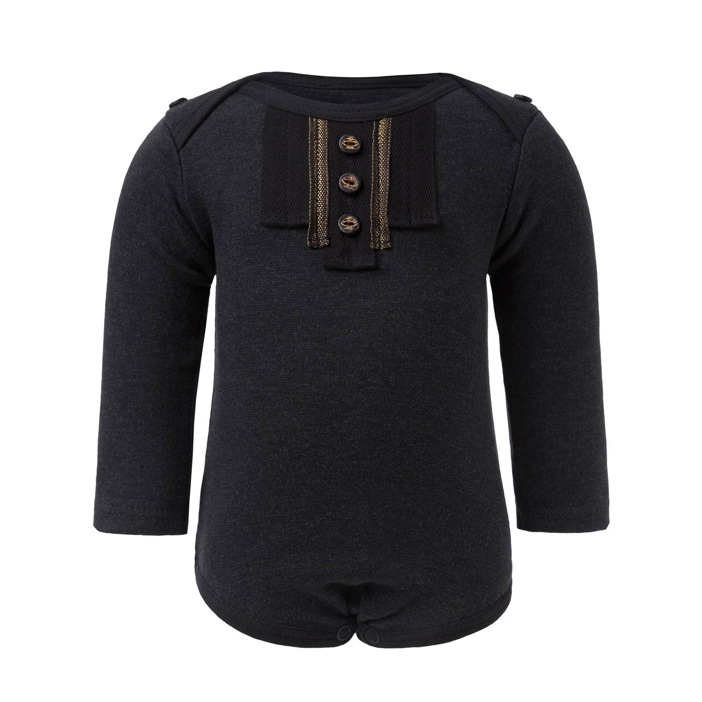 Black Onesie with Golden Trim