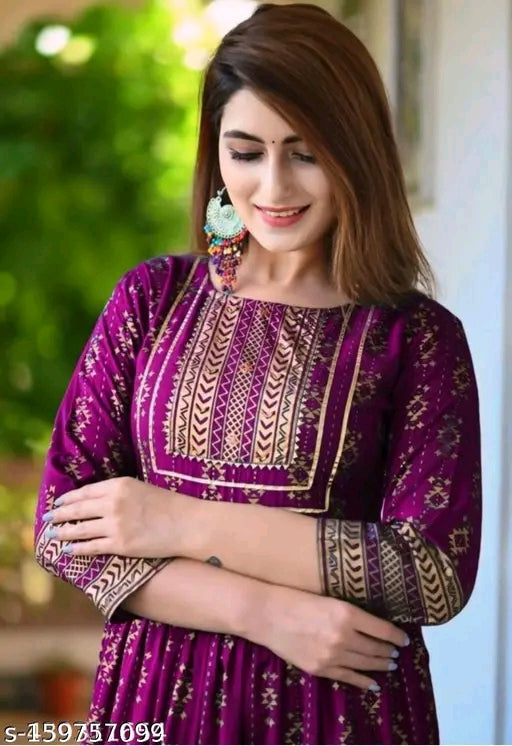Elegant Anarkali Kurti in Premium Rayon Fabric ✨