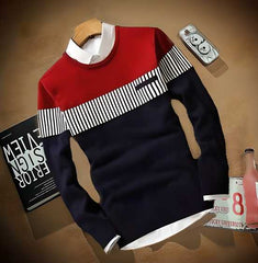 Cotton Color Block Full Sleeves Mens T-Shirt - Kukapi