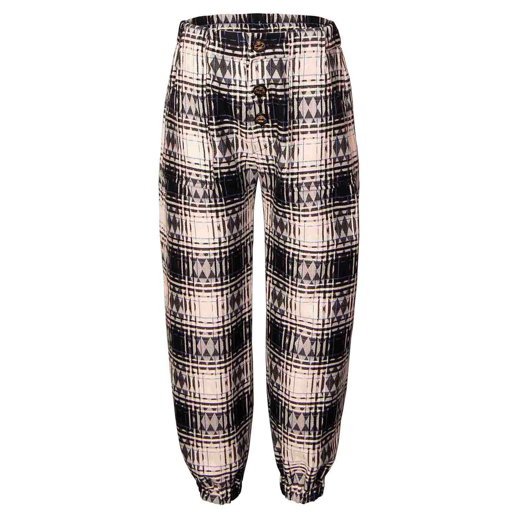 Kids Pants in Black & White Tartan