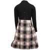 Image of Girls Black Dress with Tartan Skirt in Black & White