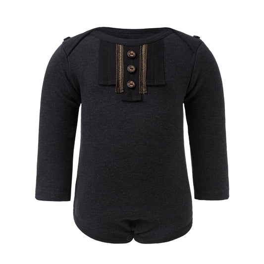 Black Onesie with Golden Trim