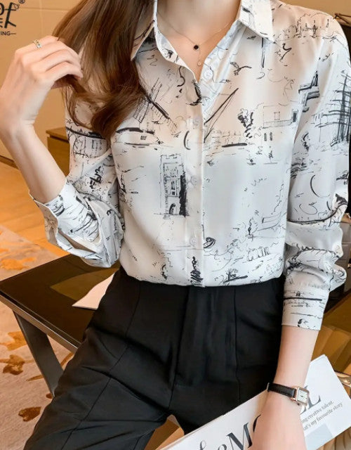 Women Printed Regular Fit Shirt with Full Sleeves - Kukapi